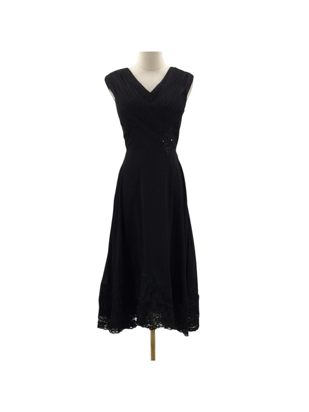 FORMAL 2 XS black chiffon beaded sequin embroidered mother of bride dress 0B4